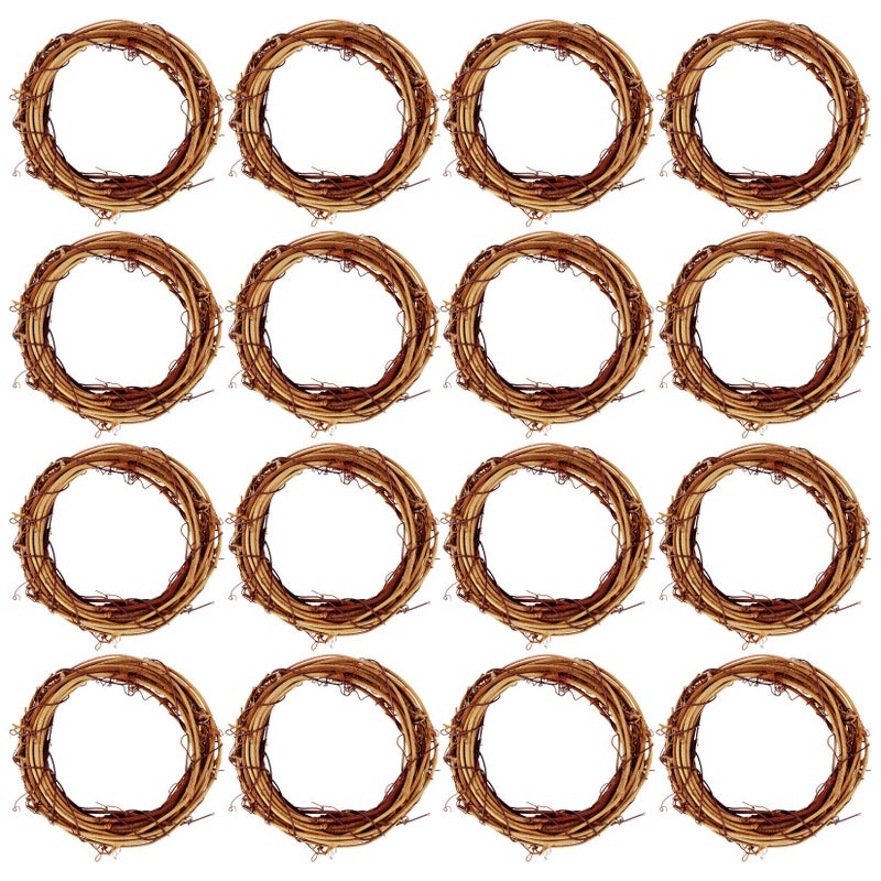 Marrywindix Grapevine Wreath Set  Marrywindix 16 Pieces Natural Vine Branch Wreath Christmas DIY Rattan Wreath Garland for Christmas Holiday Craft Wedding Decor (4 in.) - Image 1